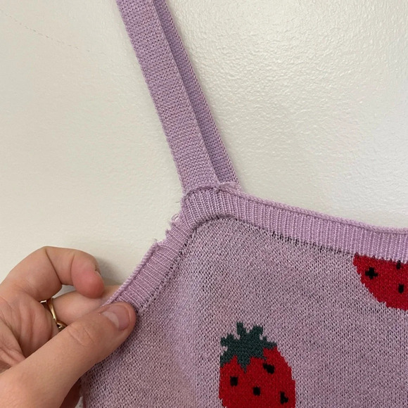 NWOT Forever 21|| Strawberry Knit Mini Dress w/ spaghetti straps. Size Medium - Picture 3 of 7